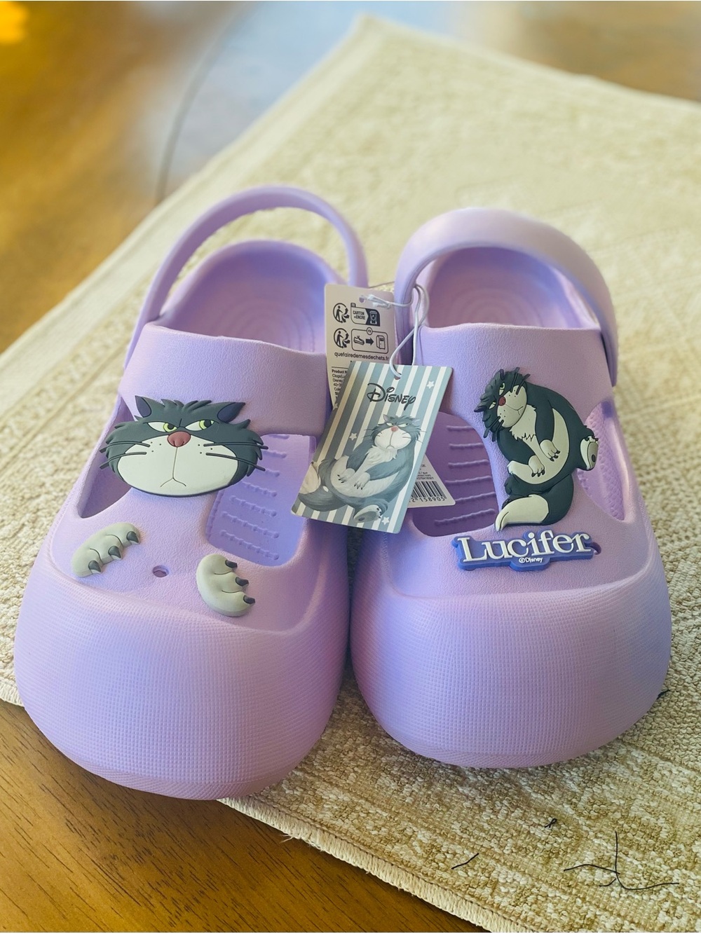 Disney Lucifer Cat Purple Clogs Sandals MINISO NWT Size 5 to 6.5